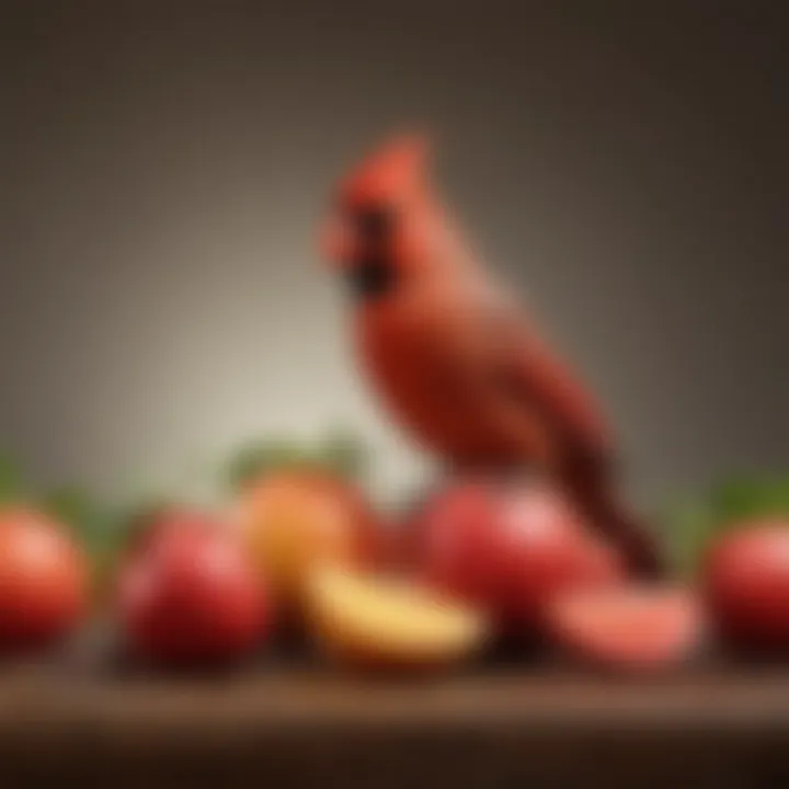 Fresh fruits that attract red cardinals arranged aesthetically