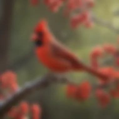 Stunning Red Cardinal in Its Natural Habitat A vibrant red cardinal perched on a tree branch