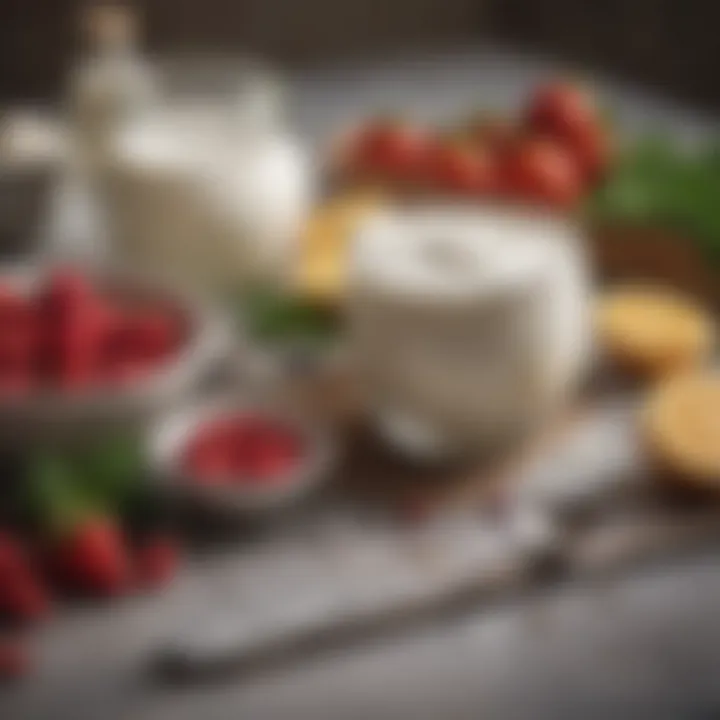 Essential ingredients for yogurt making displayed on a countertop