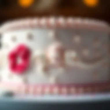 A close-up of a perfectly iced cake showcasing intricate designs