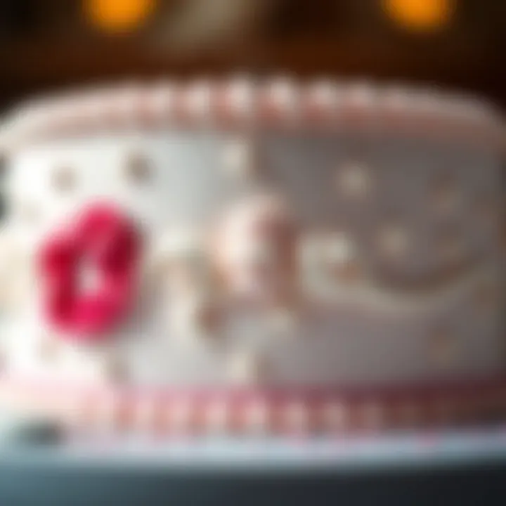 A close-up of a perfectly iced cake showcasing intricate designs