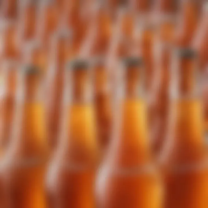 Bottles of soda reflecting bubbly texture