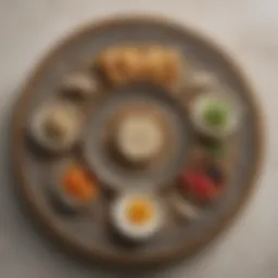 A beautifully arranged Seder plate with symbolic foods.