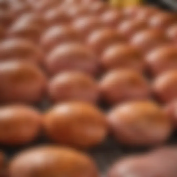 A variety of cooked hams displayed in a Walmart store