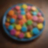 An assortment of colorful cookies elegantly arranged on a decorative platter