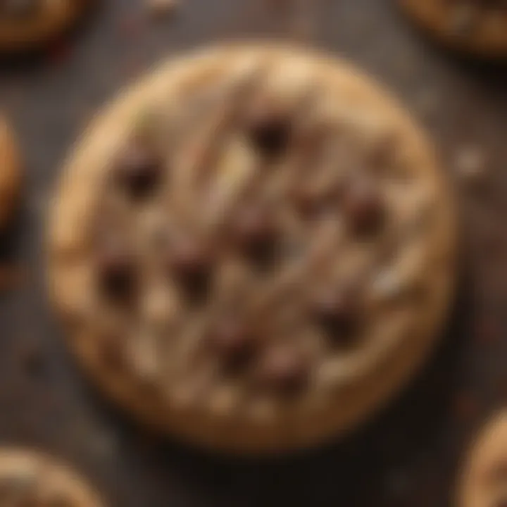 Close-up of a gourmet cookie topped with chocolate drizzle and sprinkles