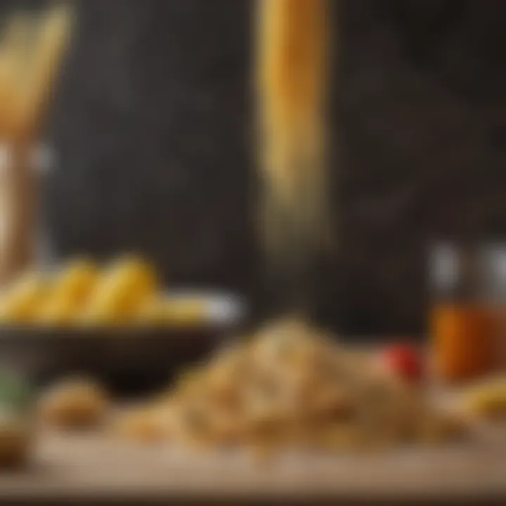 A cooking scene showcasing an array of ingredients for a whole wheat pasta dish.