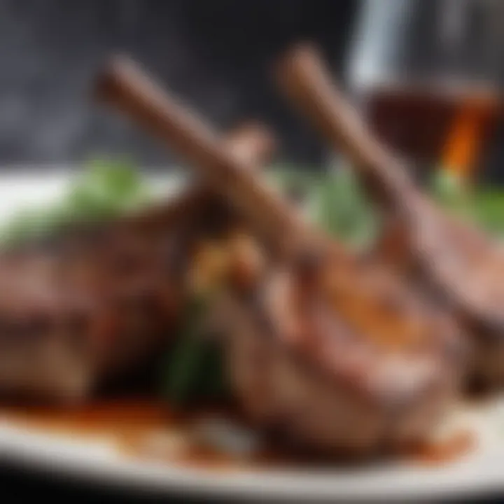 Perfectly grilled shoulder lamb chops on a plate