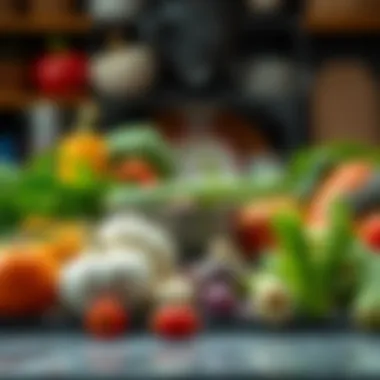 Variety of fresh vegetables ready for steaming