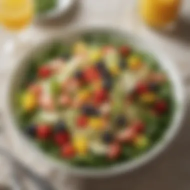 A refreshing summer salad with fruits and greens