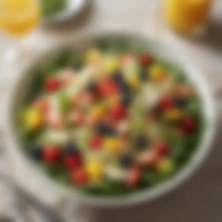A refreshing summer salad with fruits and greens