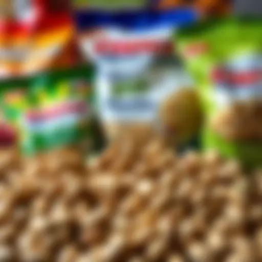 An assortment of Costco pistachios showcasing various flavors and packaging