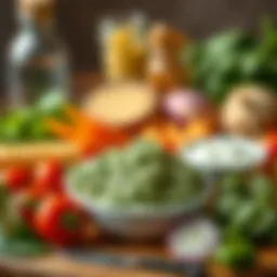 Fresh ingredients for a spinach dip