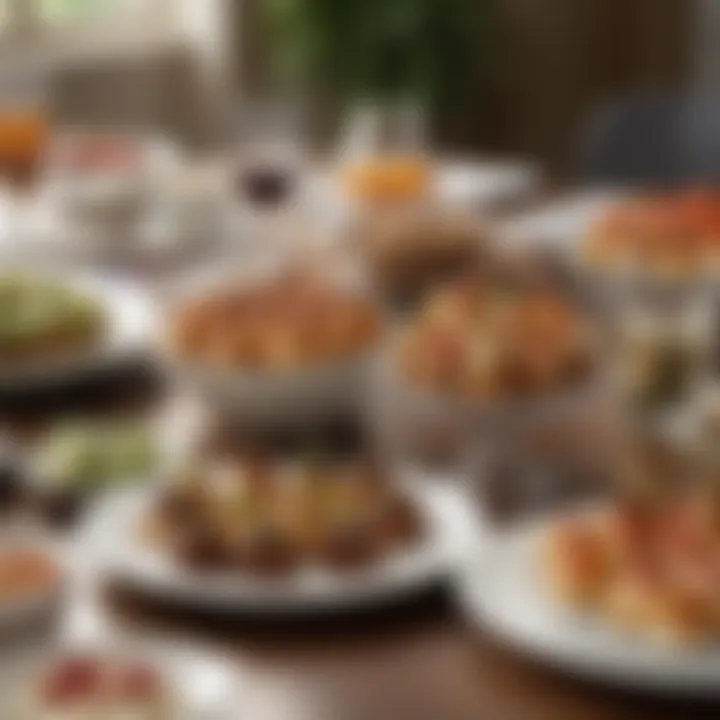 A beautifully arranged table setting for an office party, highlighting the appetizers.