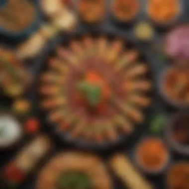 A Colorful Array of Appetizers A vibrant platter of colorful appetizers displaying an array of textures and flavors.