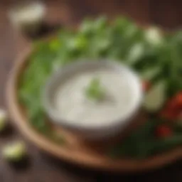 Creamy dairy-free ranch dressing in a bowl with herbs