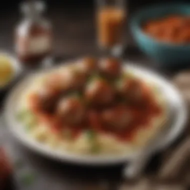Deliciously Baked Meatballs Presented Elegantly A beautifully arranged plate of baked meatballs