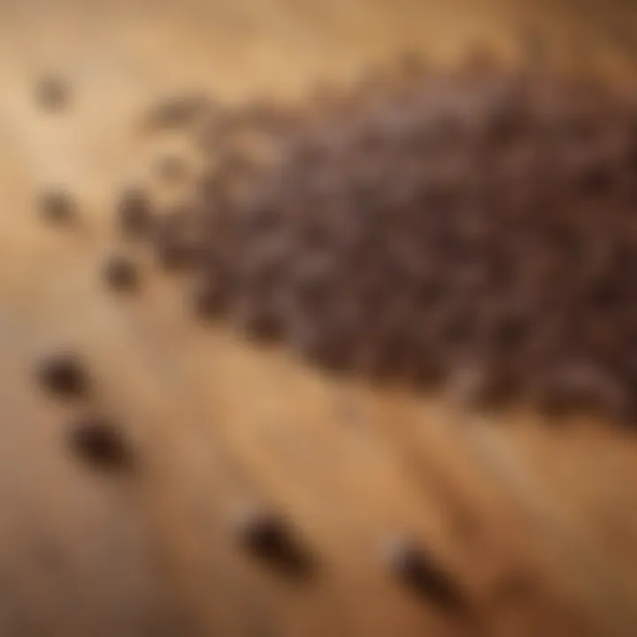 Elegant coffee beans scattered on a rustic wooden surface
