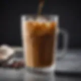 A perfectly brewed glass of iced coffee with condensation and ice cubes