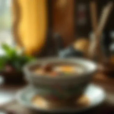 A rich, simmering broth with aromatic ingredients