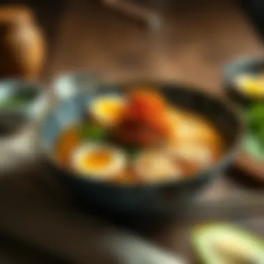 A beautifully garnished bowl of ramen