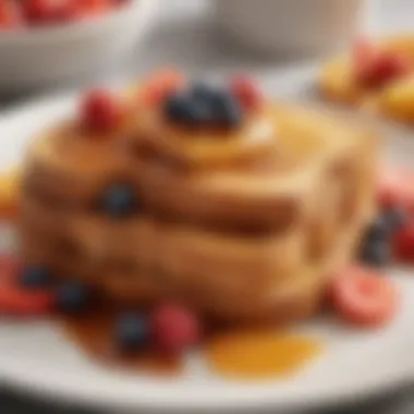 Final Presentation of French Toast Delight Golden-brown French toast garnished with fruits and syrup