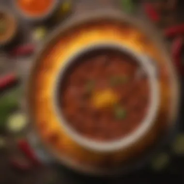 Vibrant Bowl of Chili A bowl of homemade chili with vibrant colors and textures