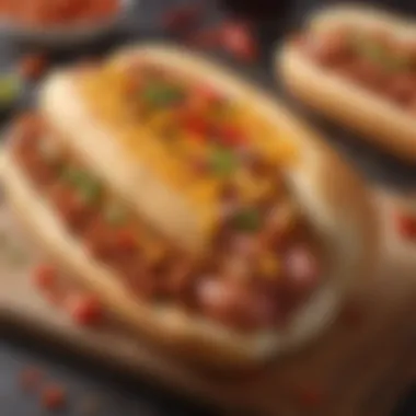 A hot dog topped with a generous portion of chili and garnished