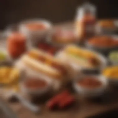 Inviting Hot Dog and Chili Table Setting An inviting table setting featuring hot dogs and chili