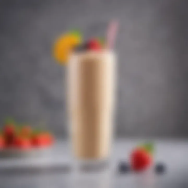 Close-up of a creamy low fat smoothie in a stylish glass