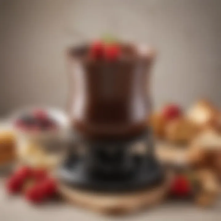 Luxurious chocolate fondue presentation at a gathering