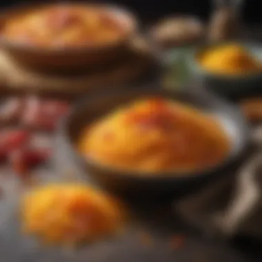 Key Ingredients: Saffron and Rice A close-up of saffron strands and rice