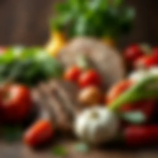 A beautifully arranged collection of fresh vegetables for pot roast