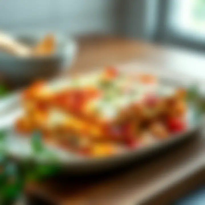 An exquisite dish of lasagna topped with melted cheese and herbs