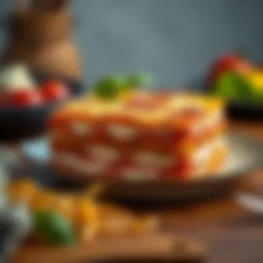 A beautifully arranged lasagna layer showcasing ricotta filling