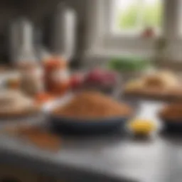 Homemade cat food ingredients on a kitchen counter