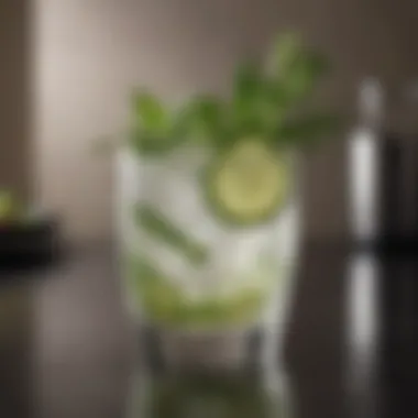 Refined Cocktail with Herb Garnish A sophisticated cocktail garnished with fresh herbs