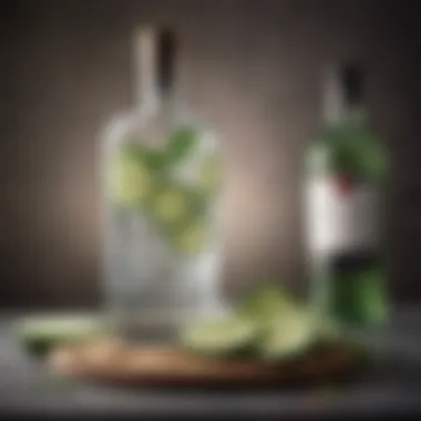 Elegant Presentation of Cucumber Gin A stylish glass filled with cucumber gin and garnishes
