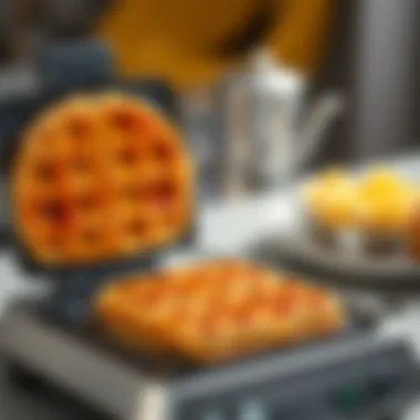 Golden-brown waffles cooked to perfection in the Cuisinart Double Waffle Maker