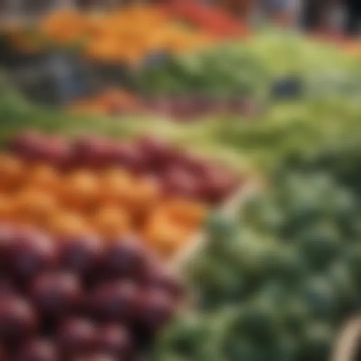 A bustling farmer's market in Portland filled with fresh produce