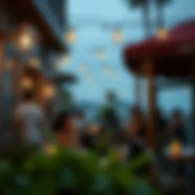 Charming Outdoor Cafe Atmosphere A cozy outdoor cafe bustling with happy diners