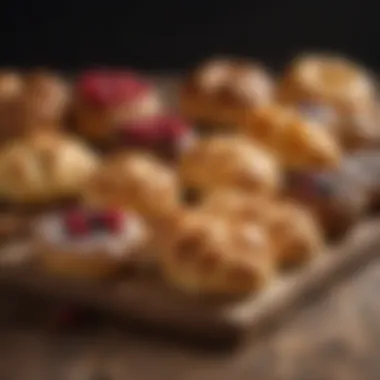 Artisanal Pastries Showcase An assortment of artisanal pastries displayed on a wooden board