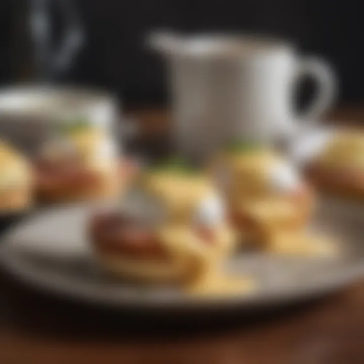 Gourmet Eggs Benedict A gourmet eggs benedict drizzled with hollandaise sauce on a toasted muffin