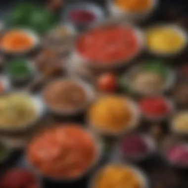 A close-up of vibrant ingredients laid out for a gourmet dish