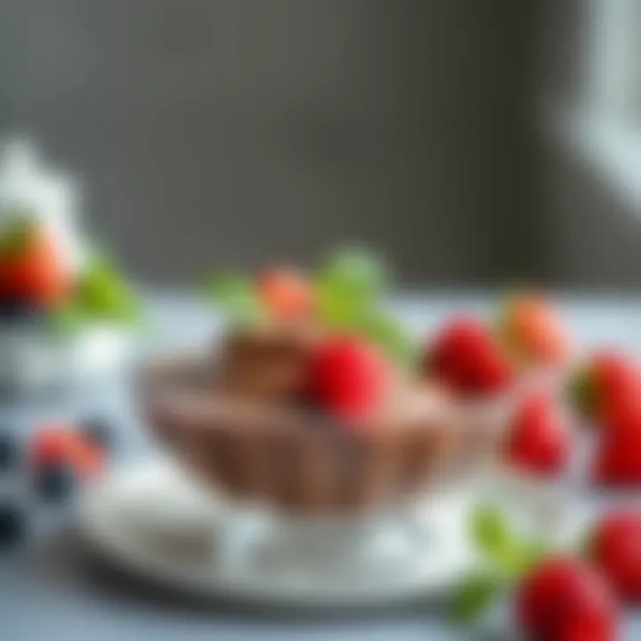 Dairy-Free Chocolate Mousse An elegant bowl of dairy-free chocolate mousse garnished with fresh berries and mint leaves.