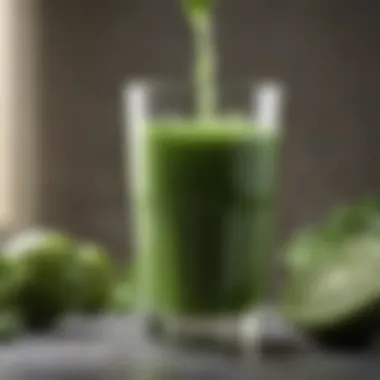 Nutrient-Packed Green Juice Close-up of a glass filled with vibrant green juice