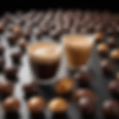 Coffee beans and Nespresso capsules with flavor notes