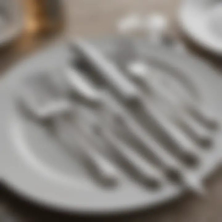 Elegant silver dinner flatware set arranged for a formal dining experience