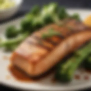 Grilled salmon served with a side of steamed broccoli