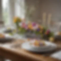 Elegant Easter table setting with spring flowers